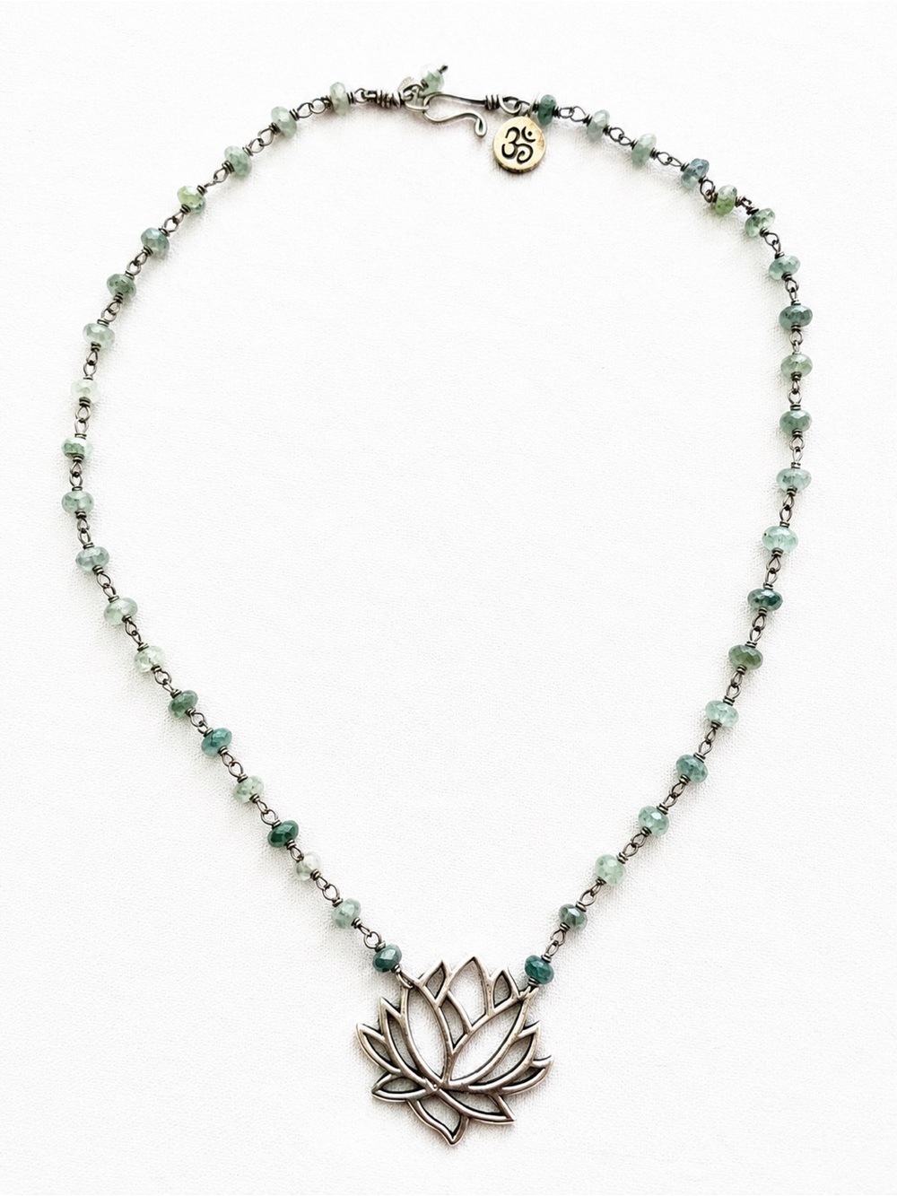 925 Sterling Silver Lotus Pendant Necklace with Natural Gemstones Minimalist